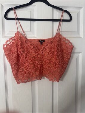 Express Coral Lace Crop Top